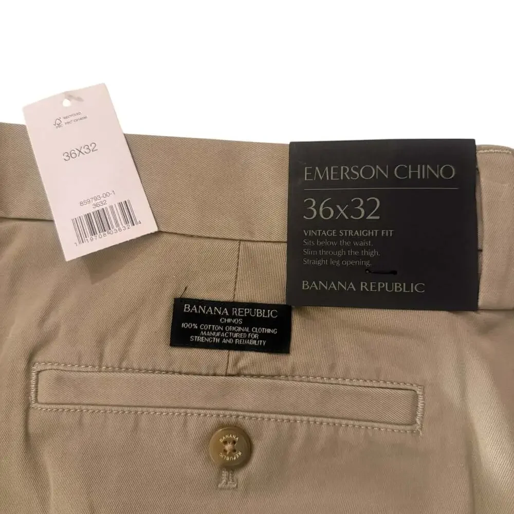 Banana Republic Men's Emerson Chino Vintage Straight Fit Pants, Size 36x32